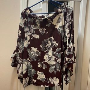 Off the shoulder, 3/4 sleeve blouse. High end boutique. Size Medium